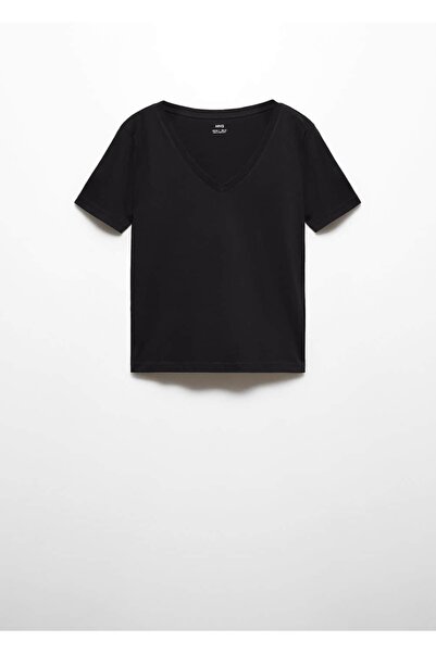 MANGO Woman %100 Pamuklu V Yaka T-shirt
