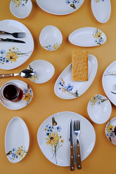 JAMUOR Basak Pebble Porcelain Breakfast Set for 6 People 20 Pieces Pblkhprs1011