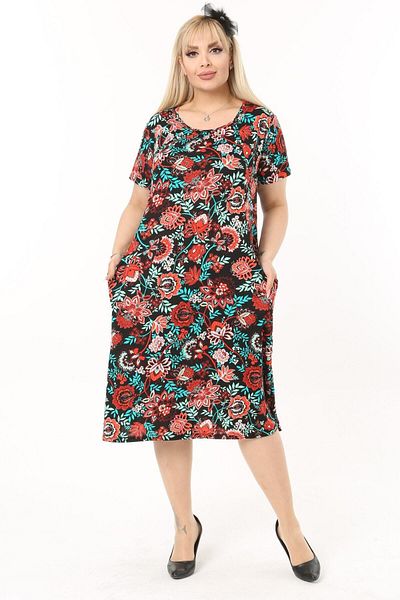 HERAXL Rochie de buzunar cu guler adunat cu model Carnation