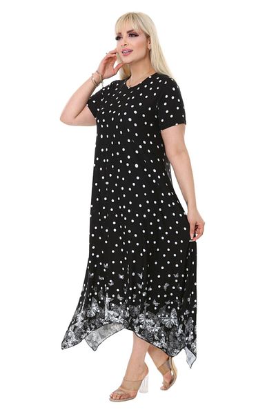 MELSAY Plus Size Butterfly Polka Dot Pattern Asymmetrical Dress