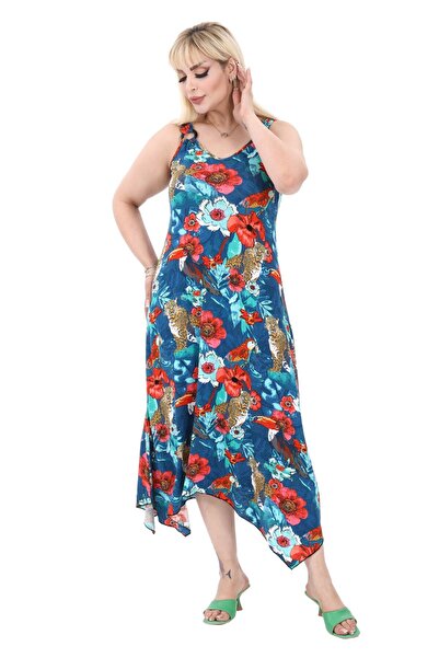 MELSAY Rochie de damă cu bretele albastru papagal