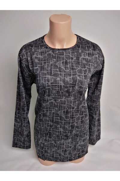 YAŞAR TRİKO بلوزة نسائية من القطن الممشط برقبة دائرية وأكمام طويلة وفتحات جان...