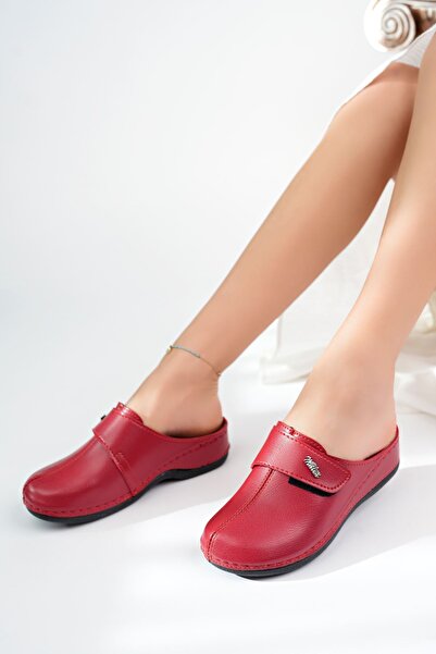 Genel Markalar Ortopedik Ped Burnu Kapalı Cırtlı Kırmızı Terlik