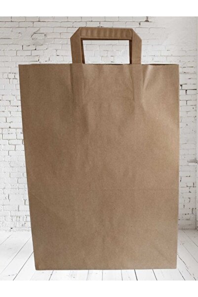 shop Kraft Kağıt Torba Flat Saplı Kâğıt Torba (30x18x42 Cm ) (25 ADET) Kağıt Çanta