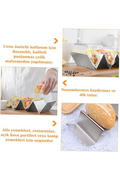 Seyese 2 Pieces Stainless Steel Presentation Serving Stand - Bread, Taco, Sandwich, Toast, Burger Presentations, Long Lasting