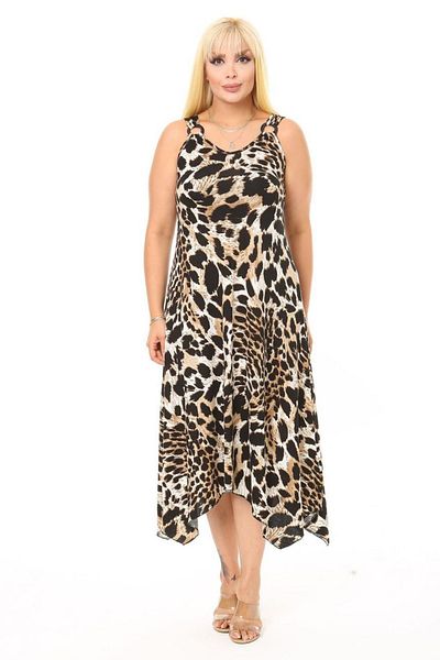 MELSAY Plus Size Tiger Patterned Strappy Women's Dress