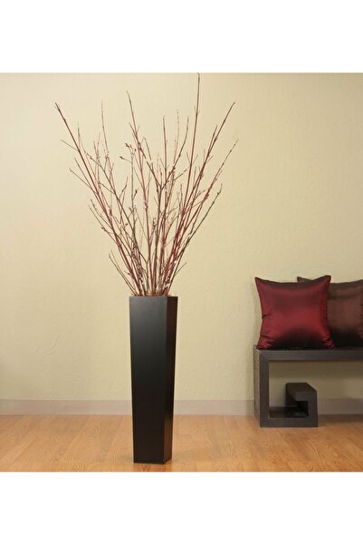 VISNES Beyaz Konik Mdf Uzun Vazo Ahşap Saksı Düğün Ve Ev Dekorasyonu 70 Cm