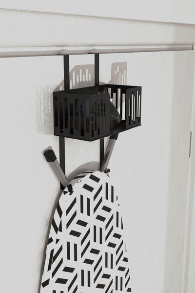 risingmaber Siyah Kapı Arkası Ütü ve Ütü Masası Askısı, Ütü ve Ütü Masası Tutucu Organizer MT110SD