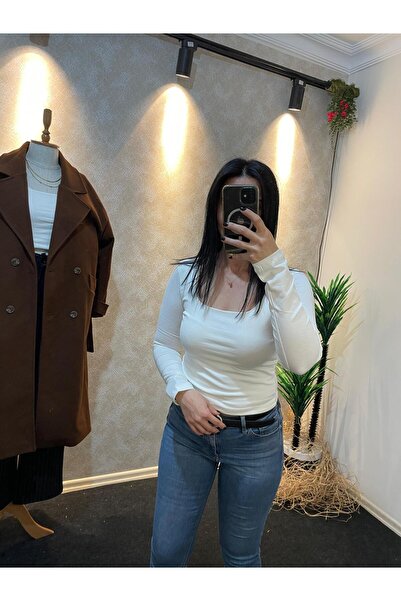 Butik Beyaz Kara Yaka Body