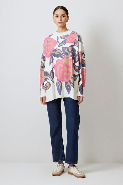 Touché Privé Flower Patterned Knit Sweater