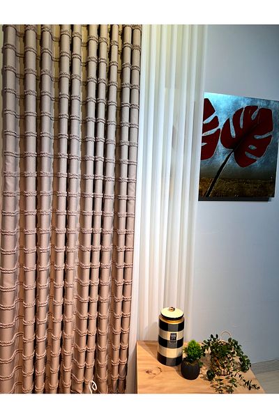 artdoppio Natural Vintage Tassel Detail 1/3 Close Pleat Single Wing Background Curtain