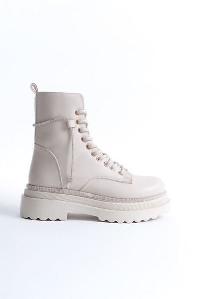 TRENDELLA Women's Special Design Ecru Boots