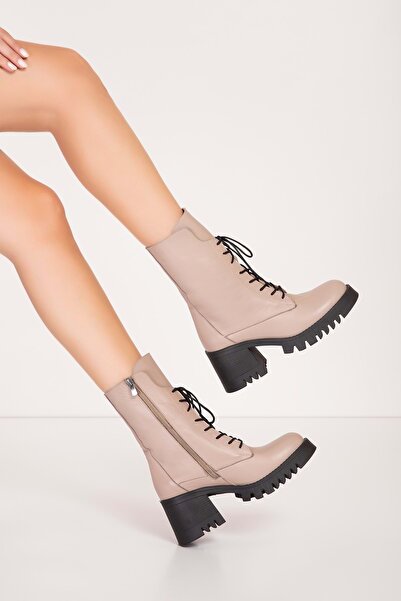 Gondol Hakiki Deri Kalın Topuklu Kauçuk Taban Şık Bot Bel.1554