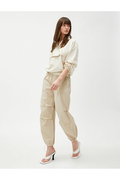 Koton Parachute Sweatshirt Hooded Elastic Waist