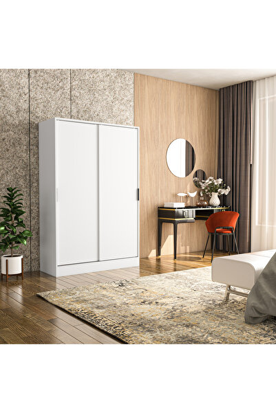 TUMBLERA Berceste Beyaz 2 Sürgü Kapaklı 8 Bölmeli Dolap Gardırop