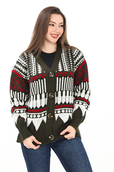 sportiness سترة صوفية محبوكة بأزرار كبيرة الحجم