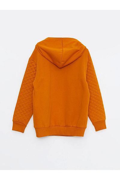 LC Waikiki Hanorac pentru băiat cu mânecă lungă, cu glugă, cu model, matlasat, galben LCW Kids