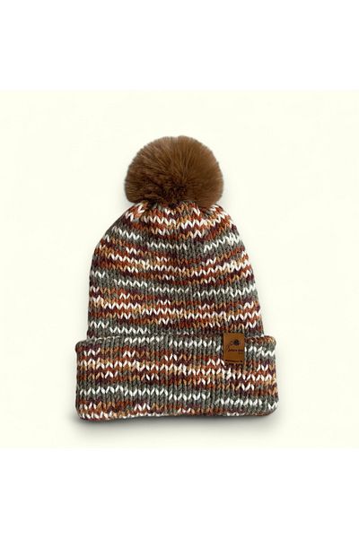 Satürn Hobi Knitted Batik Patterned Pompom Beret