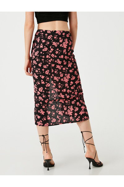 Koton Gathered Midi Skirt Silk Look