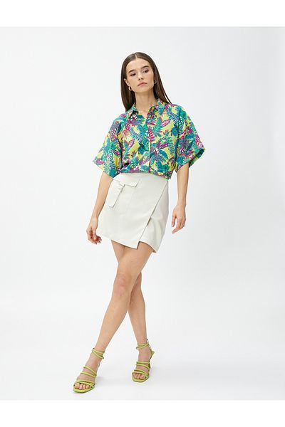 Koton Short Sleeve Hawaiian Shirt with Pocket Detail