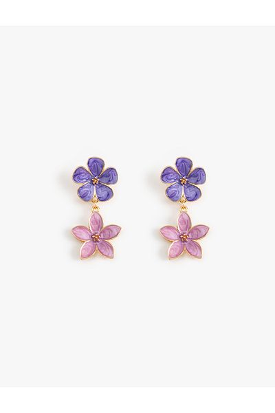 Koton Dangle Flower Patterned Earrings