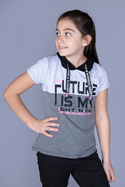 Toontoy Fată - cu glugă cu imprimeu Tricou Garni