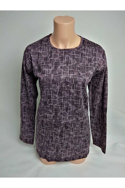 YAŞAR TRİKO Bluză de tricou din bumbac pieptănat Lizy Mother, cu mânecă lungă, cu decolteu și cu mâneci lungi, cu fante laterale