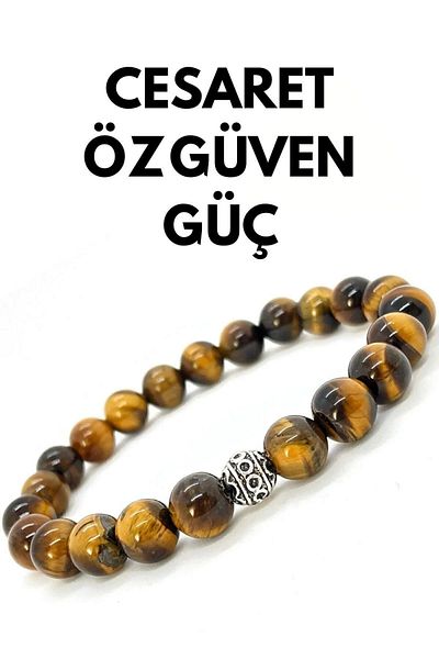eHediyecim سوار الحجر الطبيعي الشجاعة (الحظ - التركيز - التركيز - الشجاعة - الثقة بالنفس - القوة - السعادة)