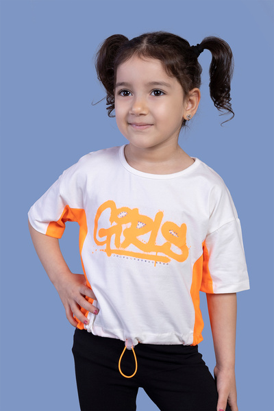 Toontoy Fată - Tricou cu imprimeu cu detaliu Garni