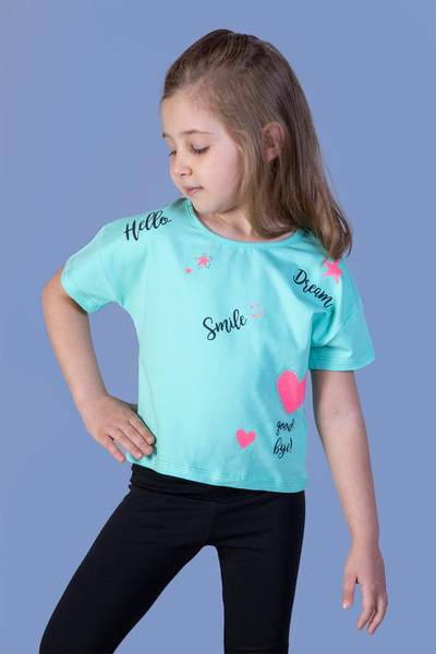 Toontoy Tricou crop pentru fete Neon cu imprimeu