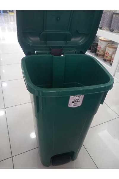Genel Markalar VİOLET Konteyneri 80 Litre Büyükboy Ayak Pedallı Kova Kapaklı Tekerlekli Seyyar Çöp Arabası YEŞİL
