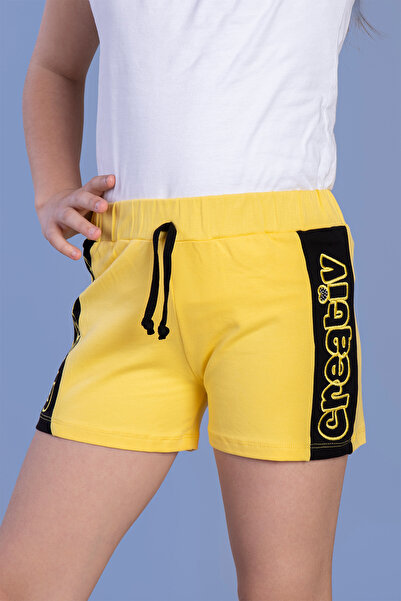 Toontoy Pantaloni scurți pentru fete cu broderie Creativ pe două părți G cu s...