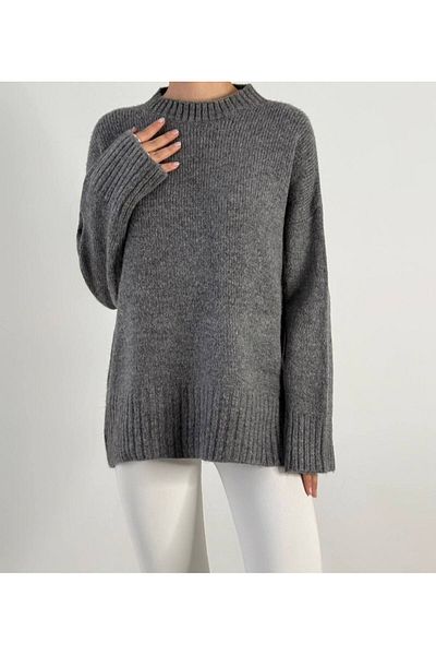 İLKCET MODA Oversize Basic Long Women's Sweater