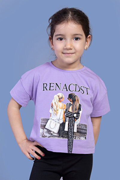 Toontoy Tricou digital pentru fete cu imprimeu - Tricou cu detaliu pe spate