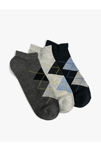 Koton Set de 3 ciorapi papuci cu model geometric multicolor