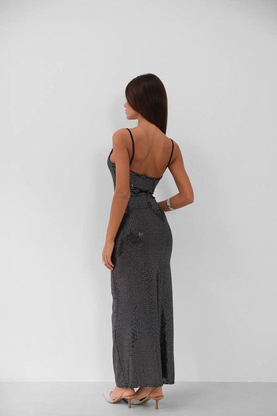S&A Collectionn Rochie maxi cu paiete, cu bretele subțiri, cu fantă adâncă