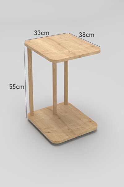 DESENGO Tekerlekli C Sehpa,koltuk Sephası,yan Sehpa,servis Sehpası,zigon Sehpa Safir Meşe Renk