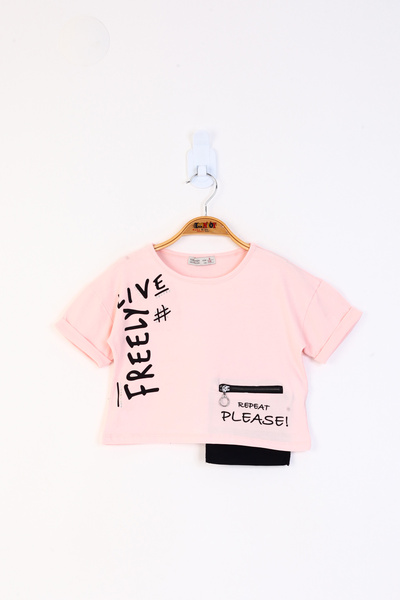 Toontoy Tricou pentru fete Neon cu imprimeu - Detaliu buzunar