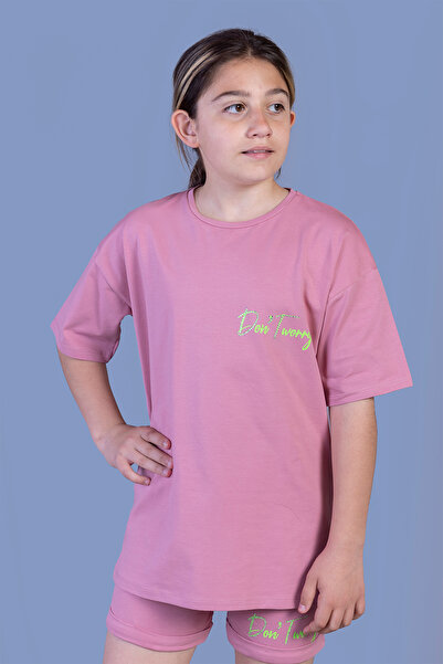 Toontoy Set pantaloni scurți brodați cu cu imprimeu pietre pentru fetiță