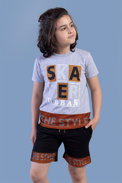 Toontoy με τύπωμα σετ για αγόρια - συνδυασμός υφασμάτων με διχτυωτή λεπτομέρεια