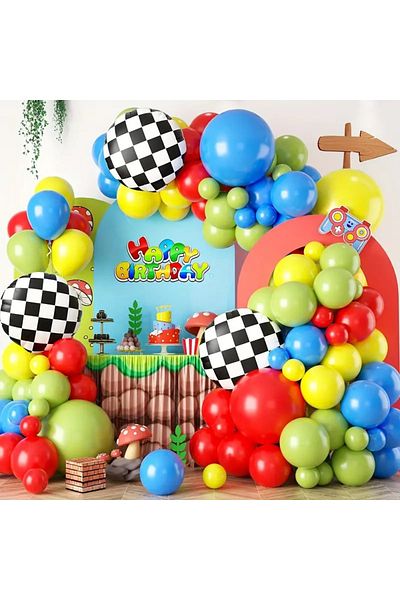 CANSIN Colorful Checkered Balloon Chain Set