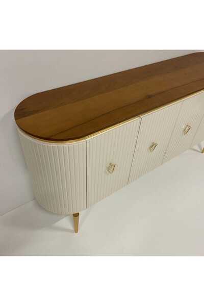 NUR AHŞAP EKRU - MDF LAKE BOYALI - GOLD DETAYLI KONSOL  170*42*83