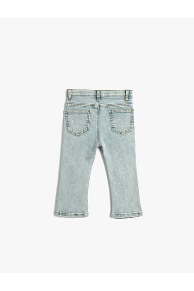 Koton Pantaloni din denim spaniol pentru fetiță, bumbac cu buzunare - blugi evazați