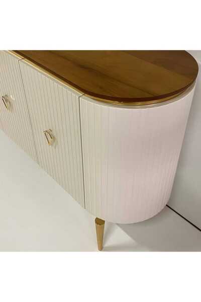 NUR AHŞAP EKRU - MDF LAKE BOYALI - GOLD DETAYLI KONSOL  170*42*83