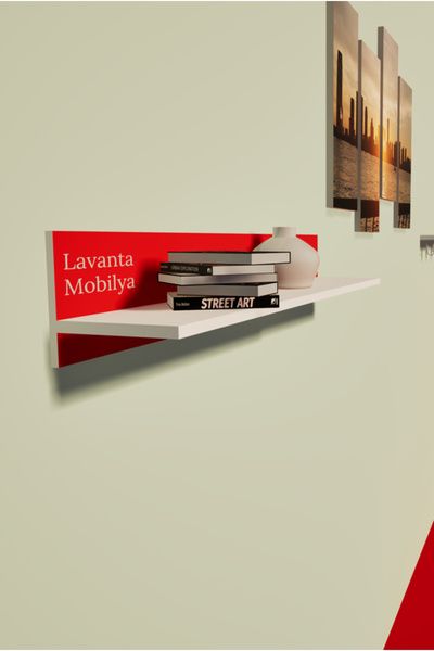 Lavanta Mobilya İmalat MDF AMAZON DEKORATİF DUVAR RAFI (KIRMIZI + SAFİR MEŞE ...