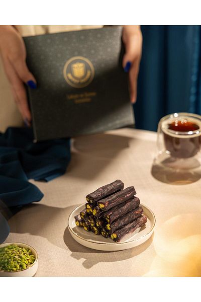 Antep Pazarı Turkish Delight-Black Mulberry Extract, Pistachio, Docht Turkish Delight-350 Gr