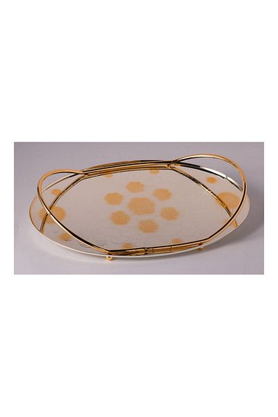 Dania Single Tray Silver/Gold/Orange 37x25cm