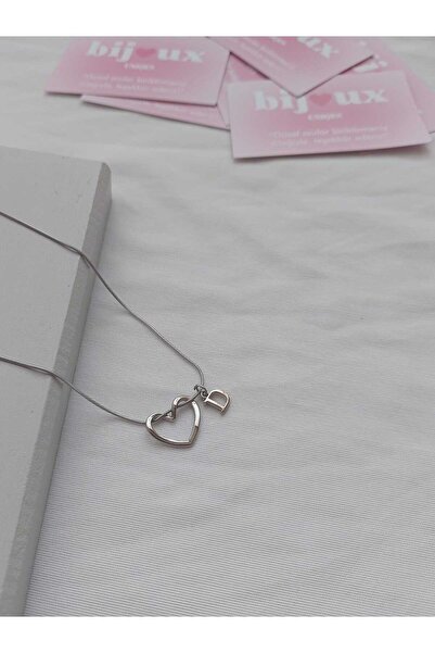 bijoux uniques Kalpli D Harfli Çelik Kolye