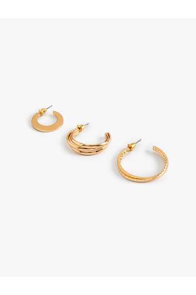 Koton Steel Twist 3-Piece Hoop Earrings Set