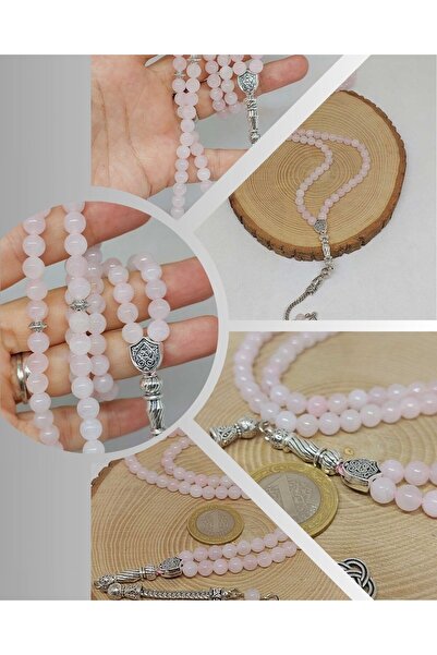 Yasamtohumu Piatra de cuarț roz 99 mărgele de rugăciune 6 mm (1254)